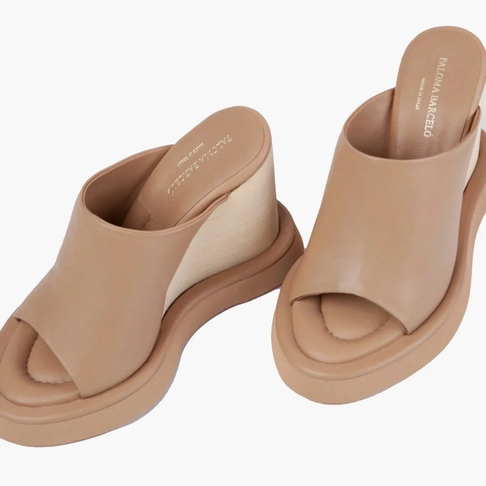 Paloma Barcelo Cream nude Leather Mules size 37 - Picture 1 of 7